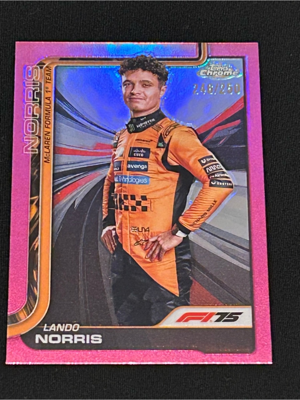 Topps Chrome Lando Norris Pink /250 Racing Card - Picture 2 of 4